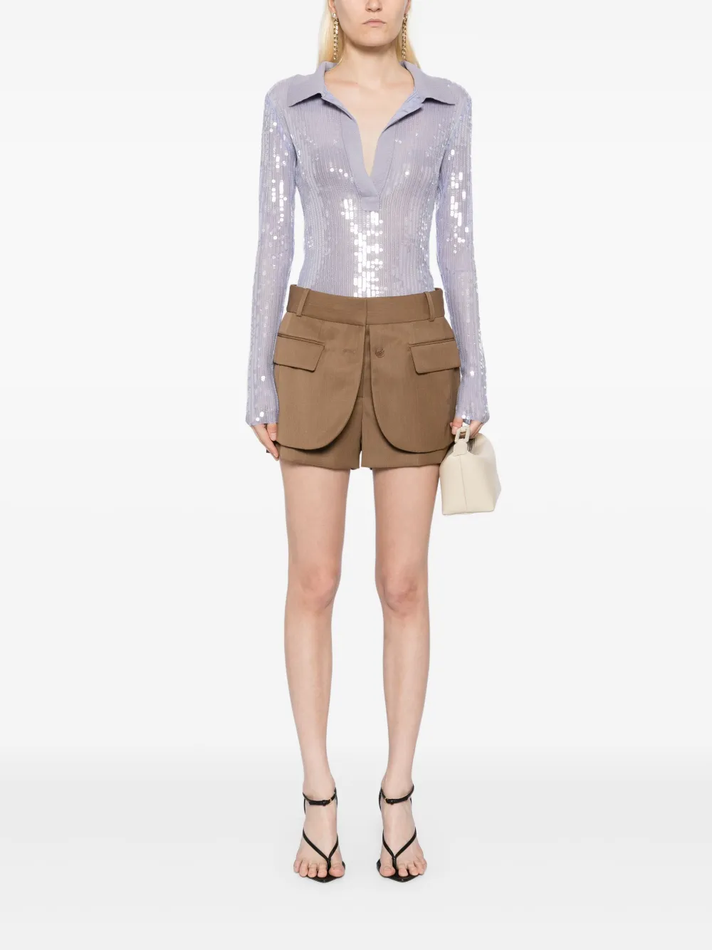 Monse Mesh top verfraaid met pailletten - Paars