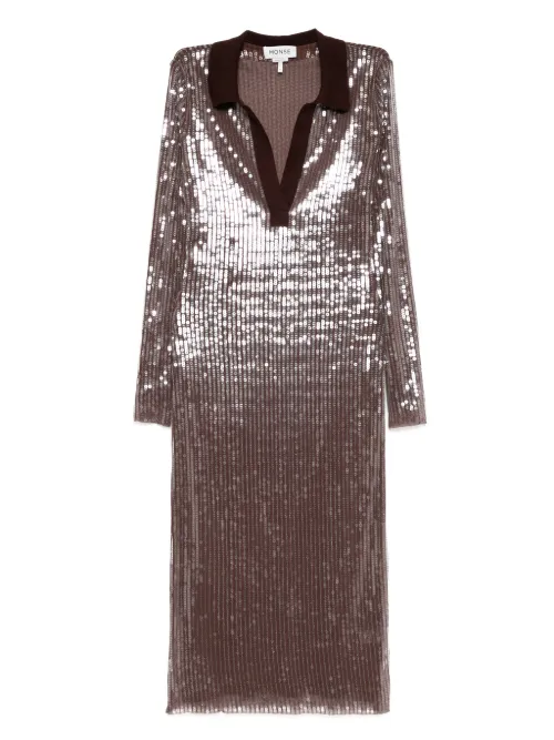 Robe mi-longue à détails en résille - Monse - Modalova