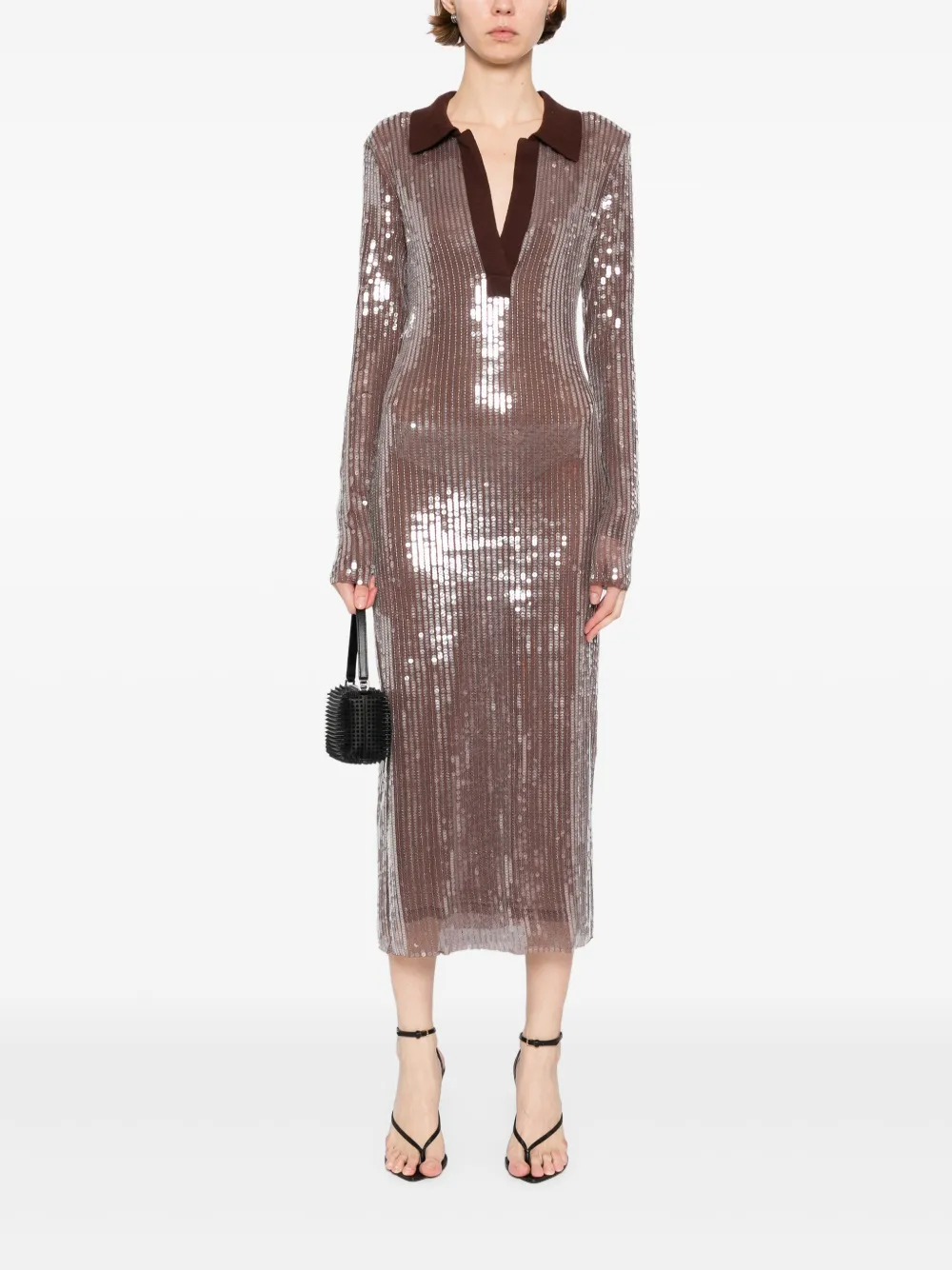 Monse Jurk met mesh - Bruin