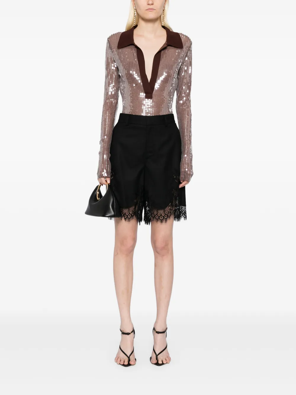 Monse sequin mesh top - Bruin
