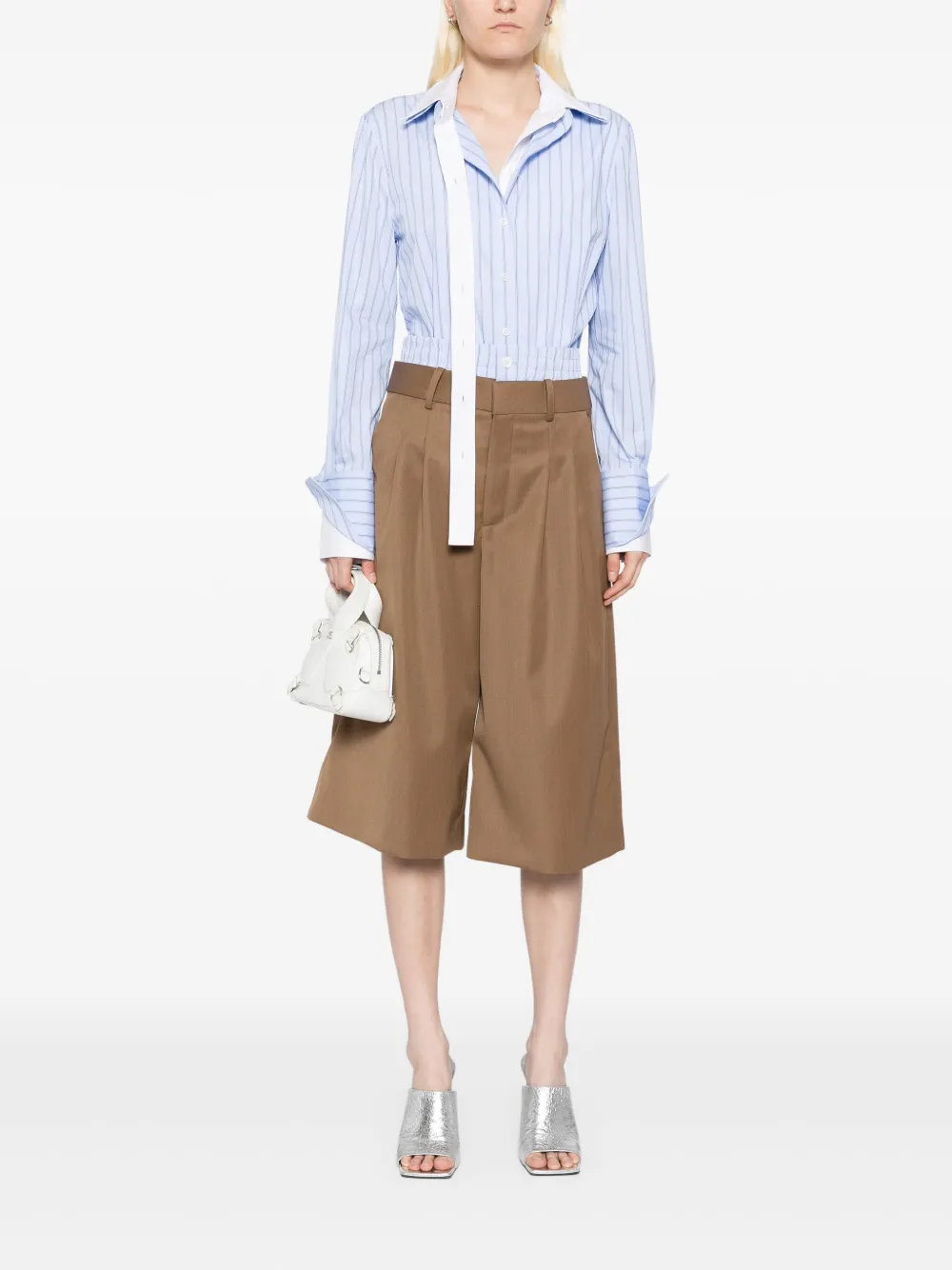 Monse Shorts met dubbele tailleband en wijde pijpen - Beige