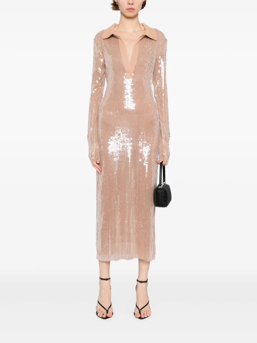 Monse Jurk met mesh - Beige