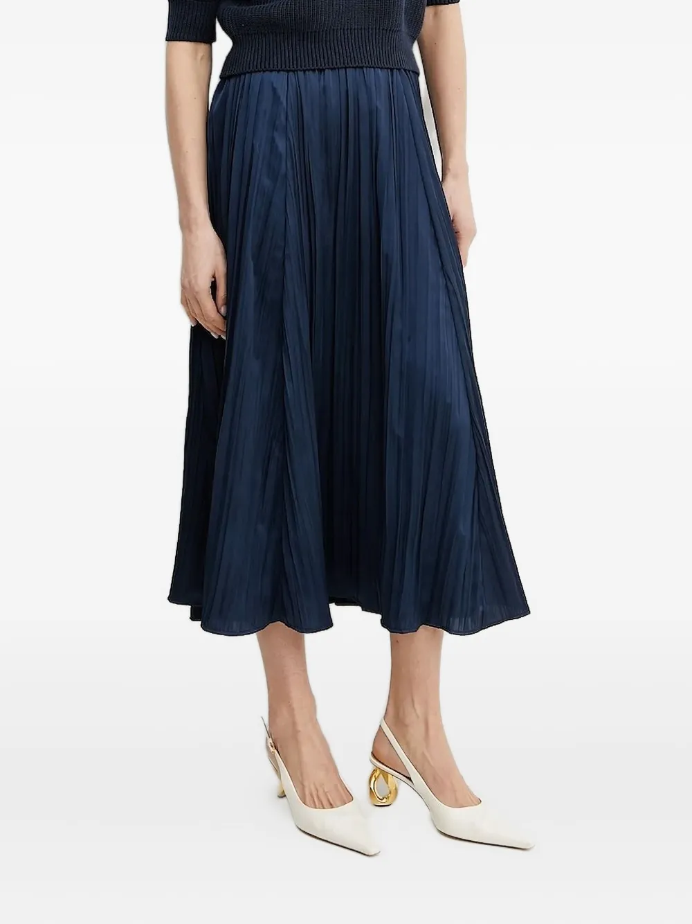 Michael Michael Kors Pleated Midi Skirt In Black