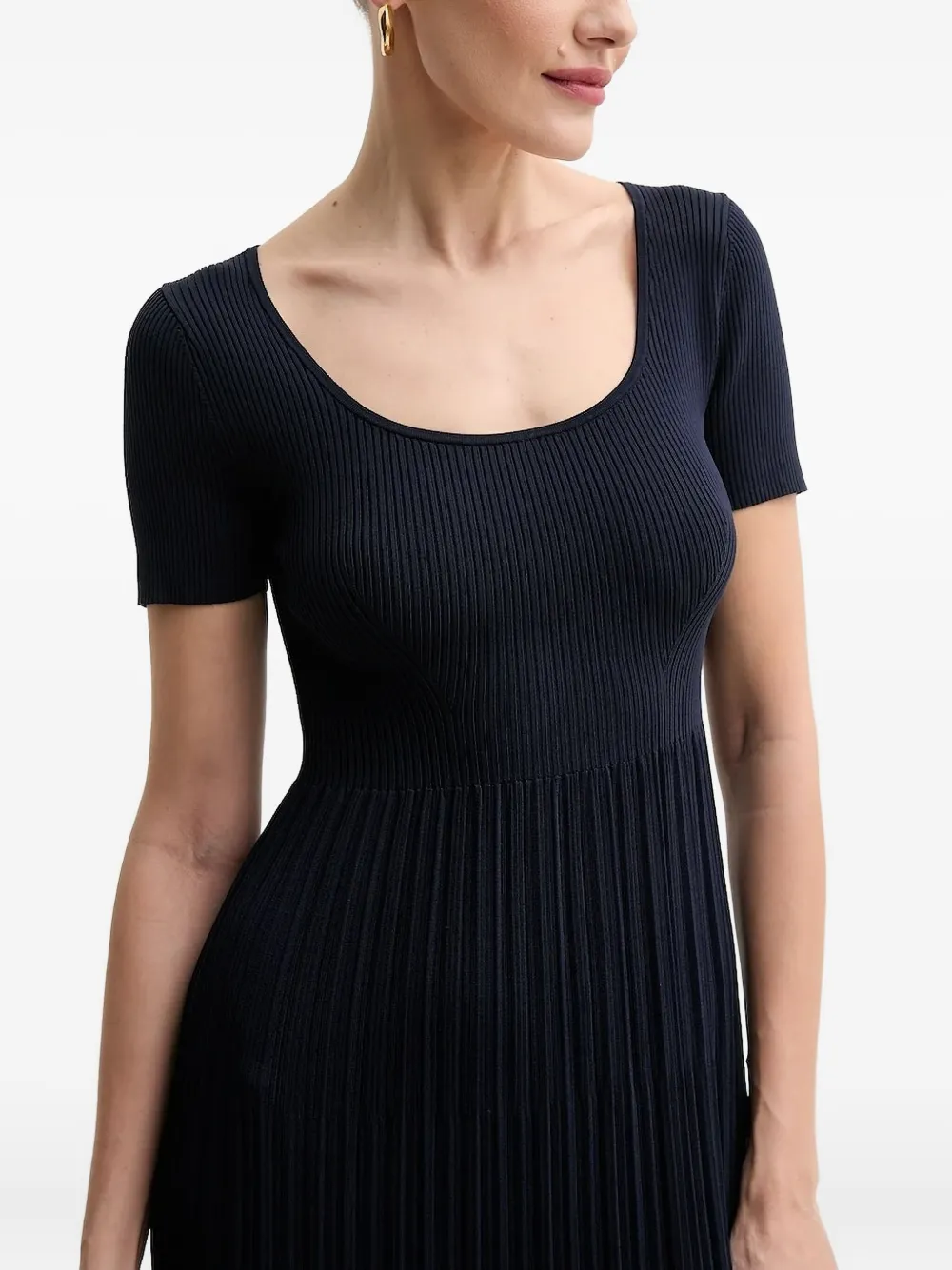 Michael Kors Geribbelde geplooide maxi-jurk Blauw