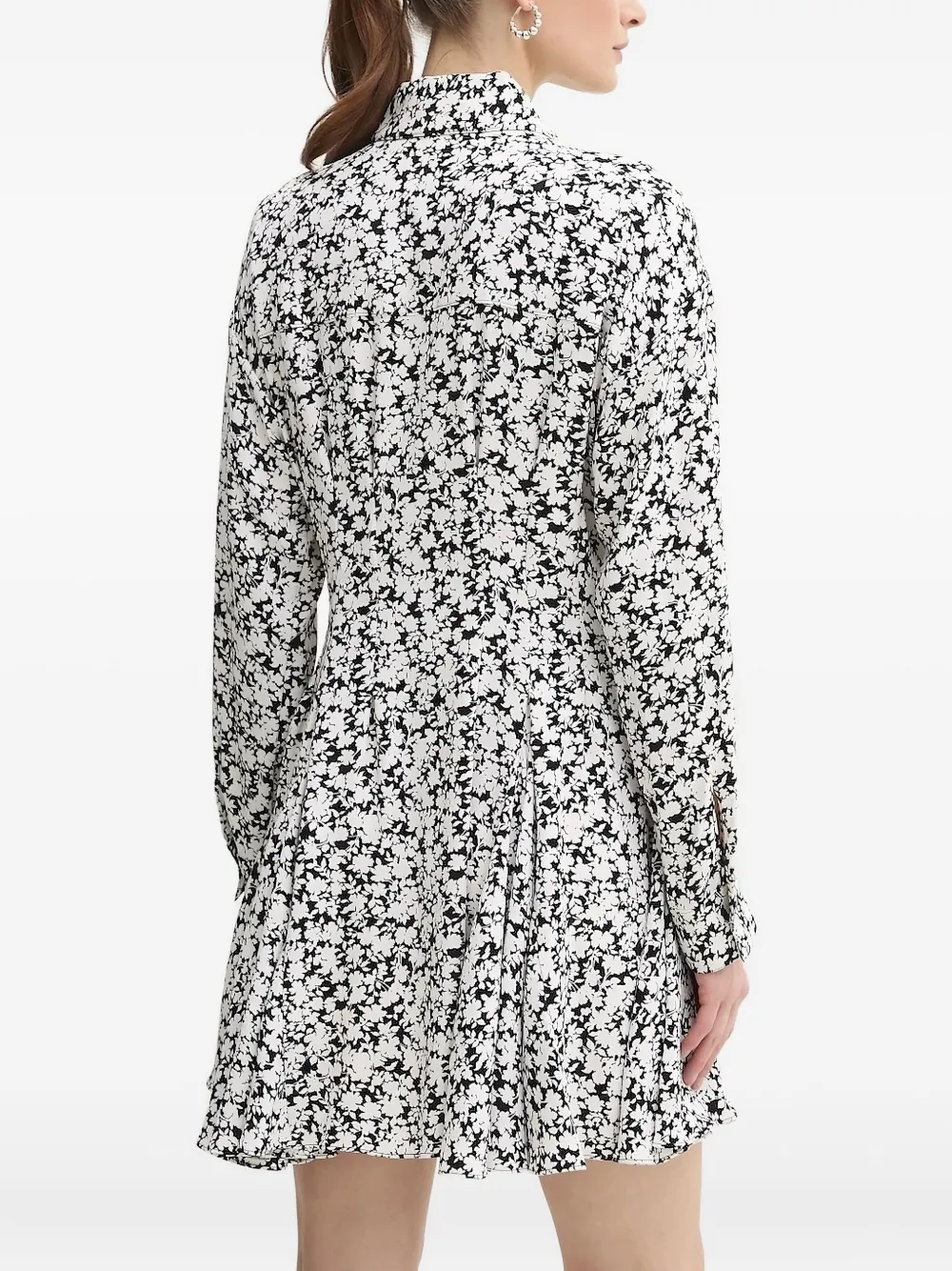 Michael Kors floral-print pleated mini dress Zwart