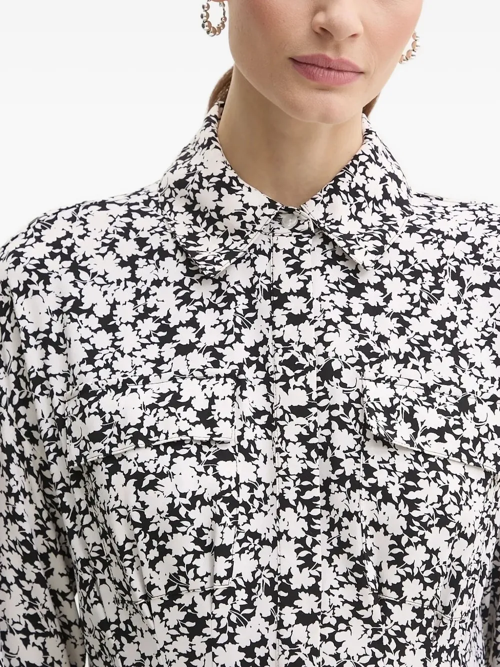 Michael Kors floral-print pleated mini dress Zwart