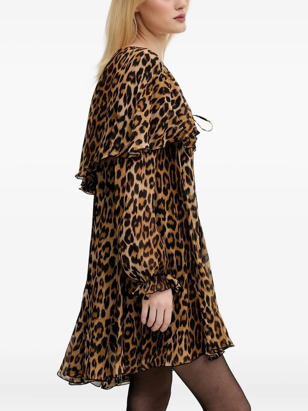 Aniye By leopard-print ruffled dress - Bruin