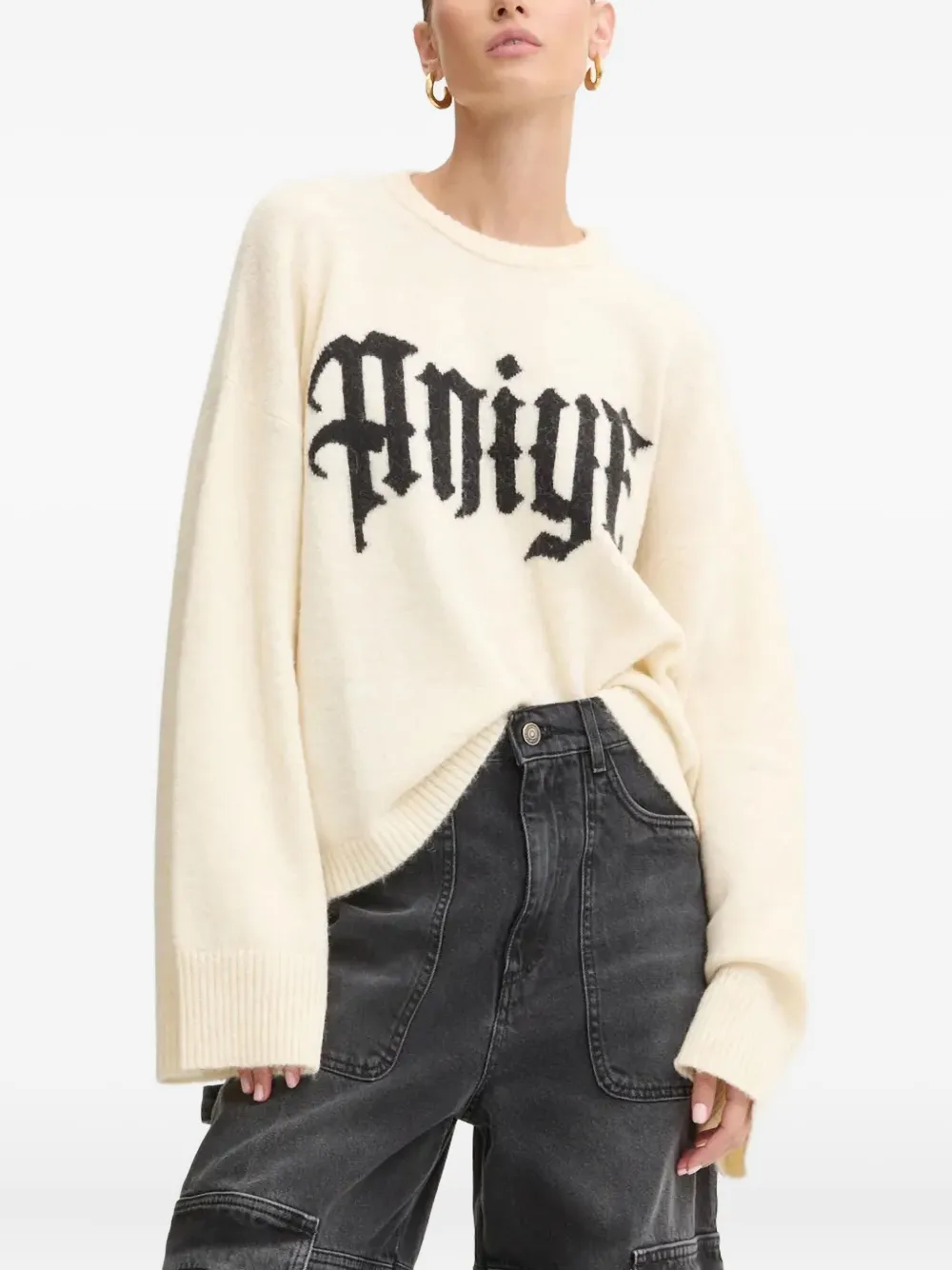 Aniye By Logo-intarsia Sweater In Gray