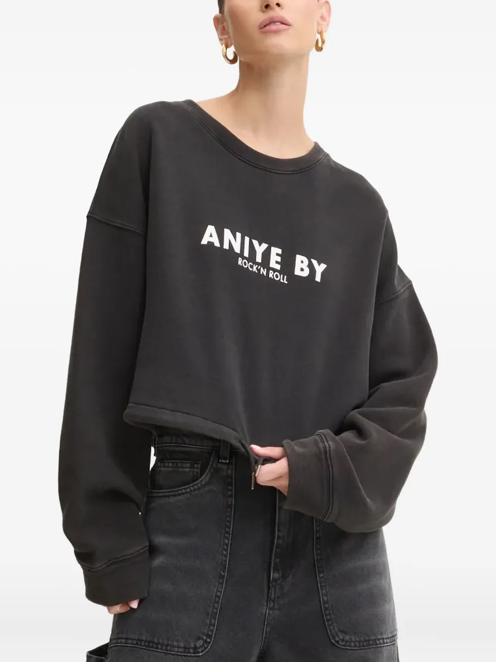 Aniye By Logo-print Cropped Sweatshirt In Black