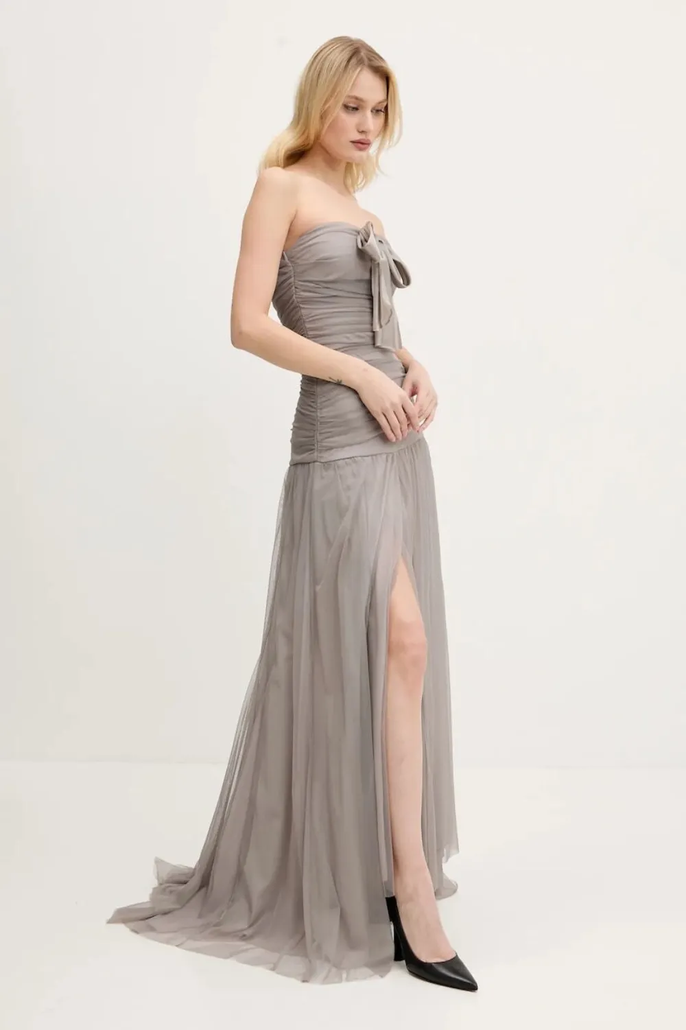 Aniye By bow-detail mesh maxi dress | Grey | Image 1