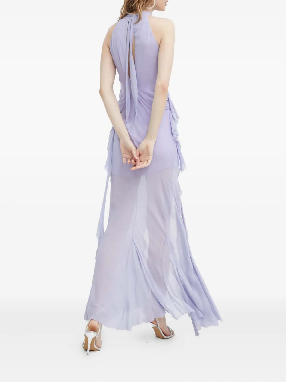 Aniye By Asymmetrische jurk met halternek en ruches Paars