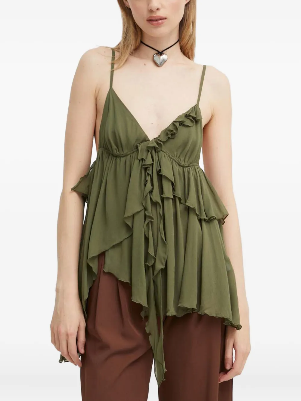 Aniye By Ruffled Asymmetric Top In Green
