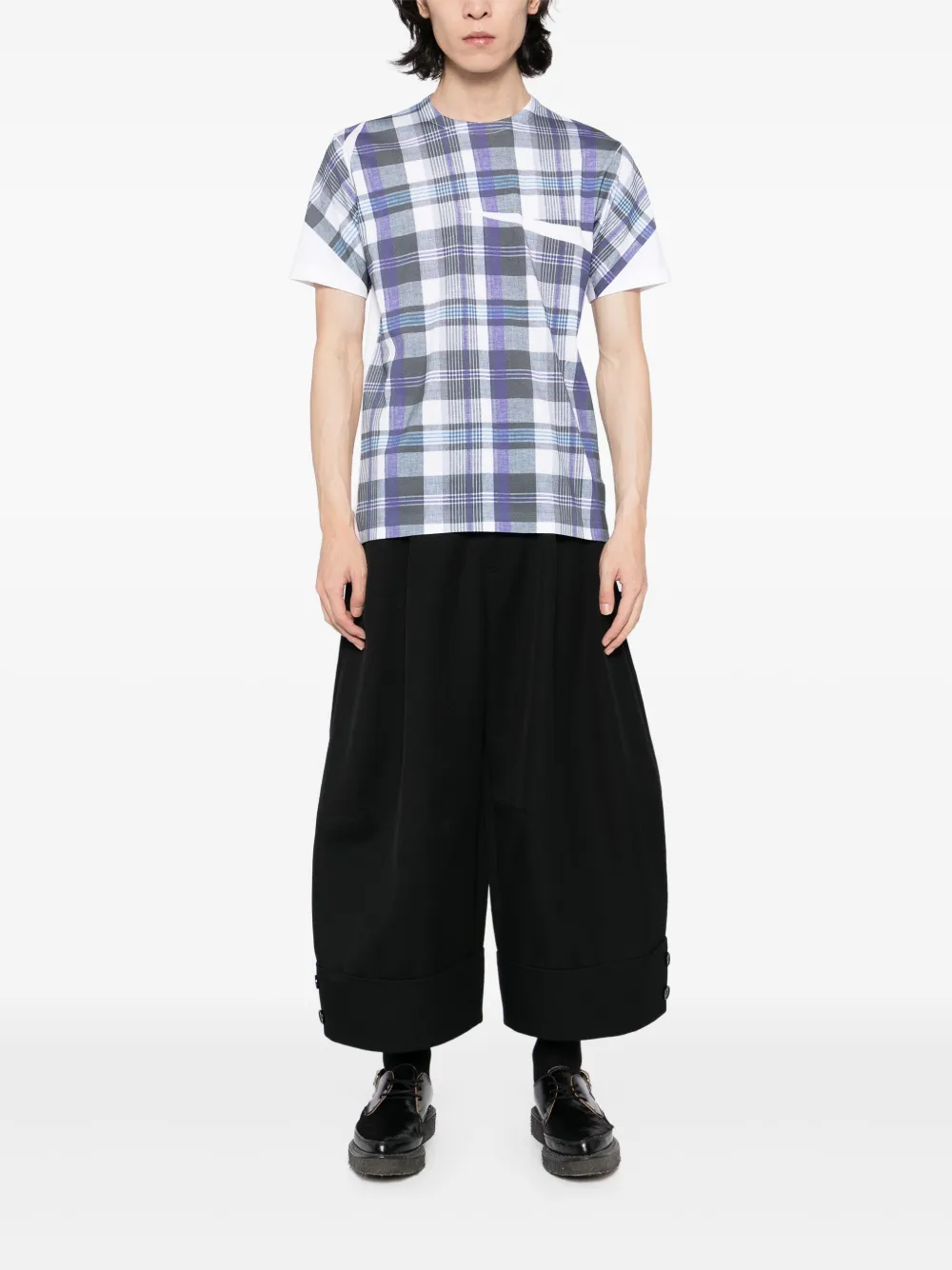 Comme Des Garçons Shirt T-shirt met tartan ruit - Blauw