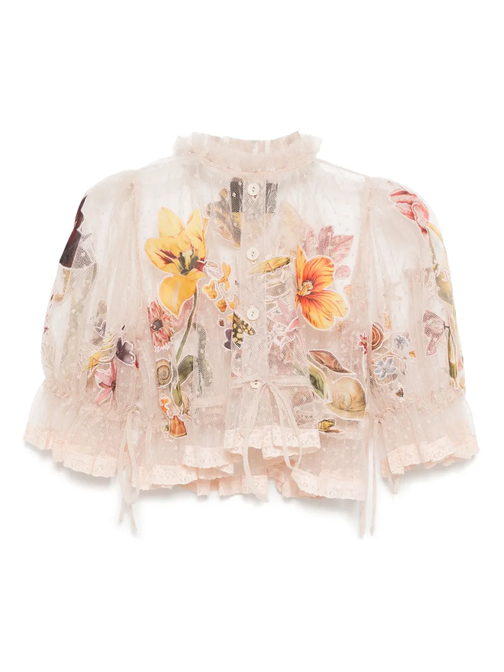 gathered tulle blouse