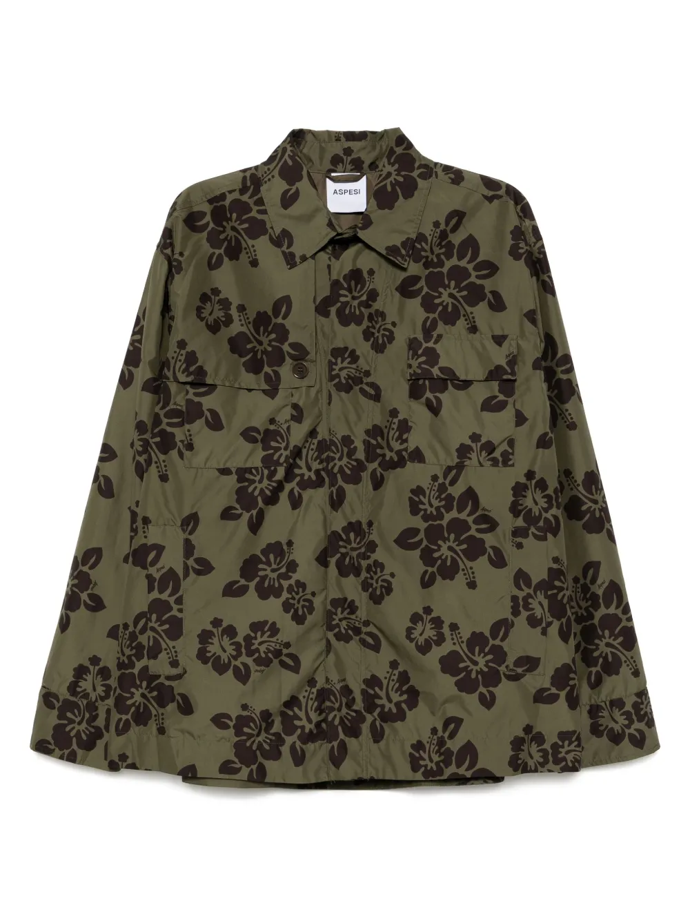 ASPESI hibiscus-print lightweight jacket | Green | Image 1