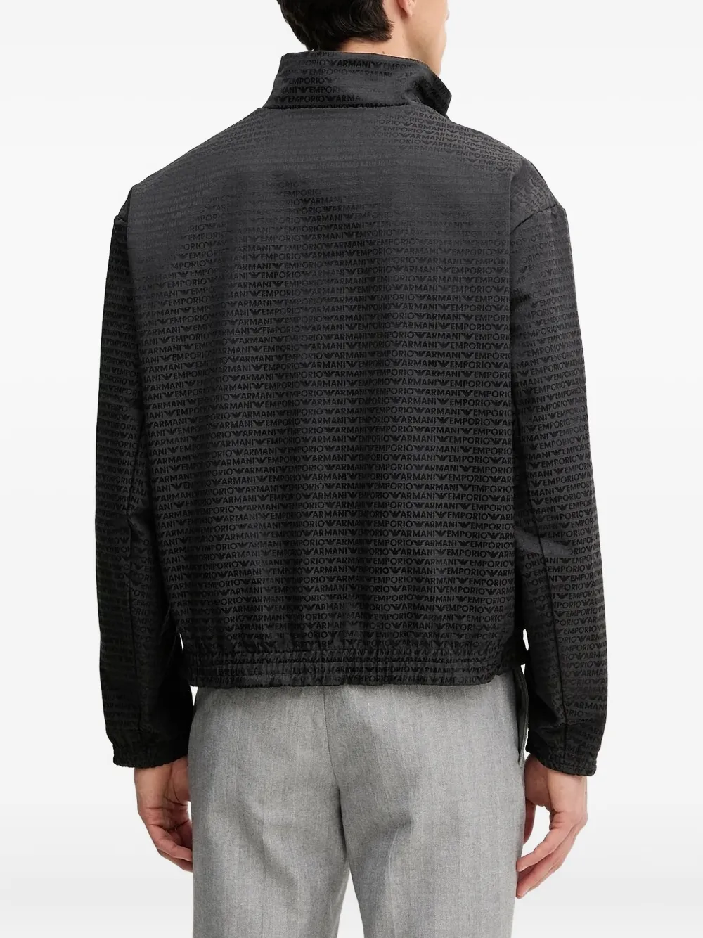 Emporio Armani logo-print zip-up jacket Zwart