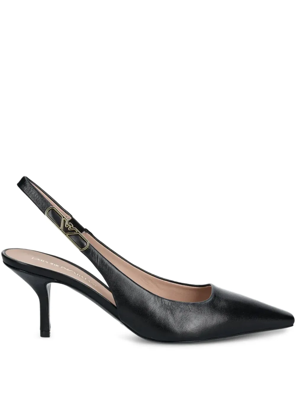 Emporio Armani leather slingback pumps Black
