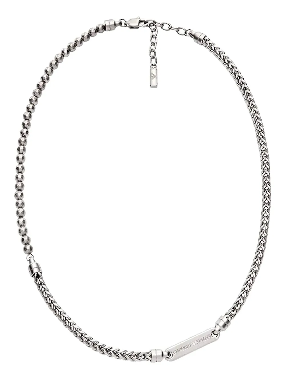 Emporio Armani Beaded Chain Necklace In Metallic