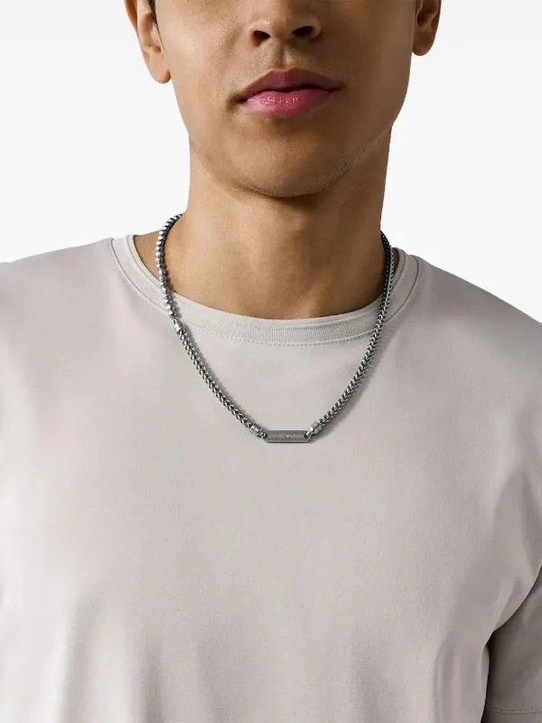 Emporio Armani Beaded Chain Necklace Silver FARFETCH PH