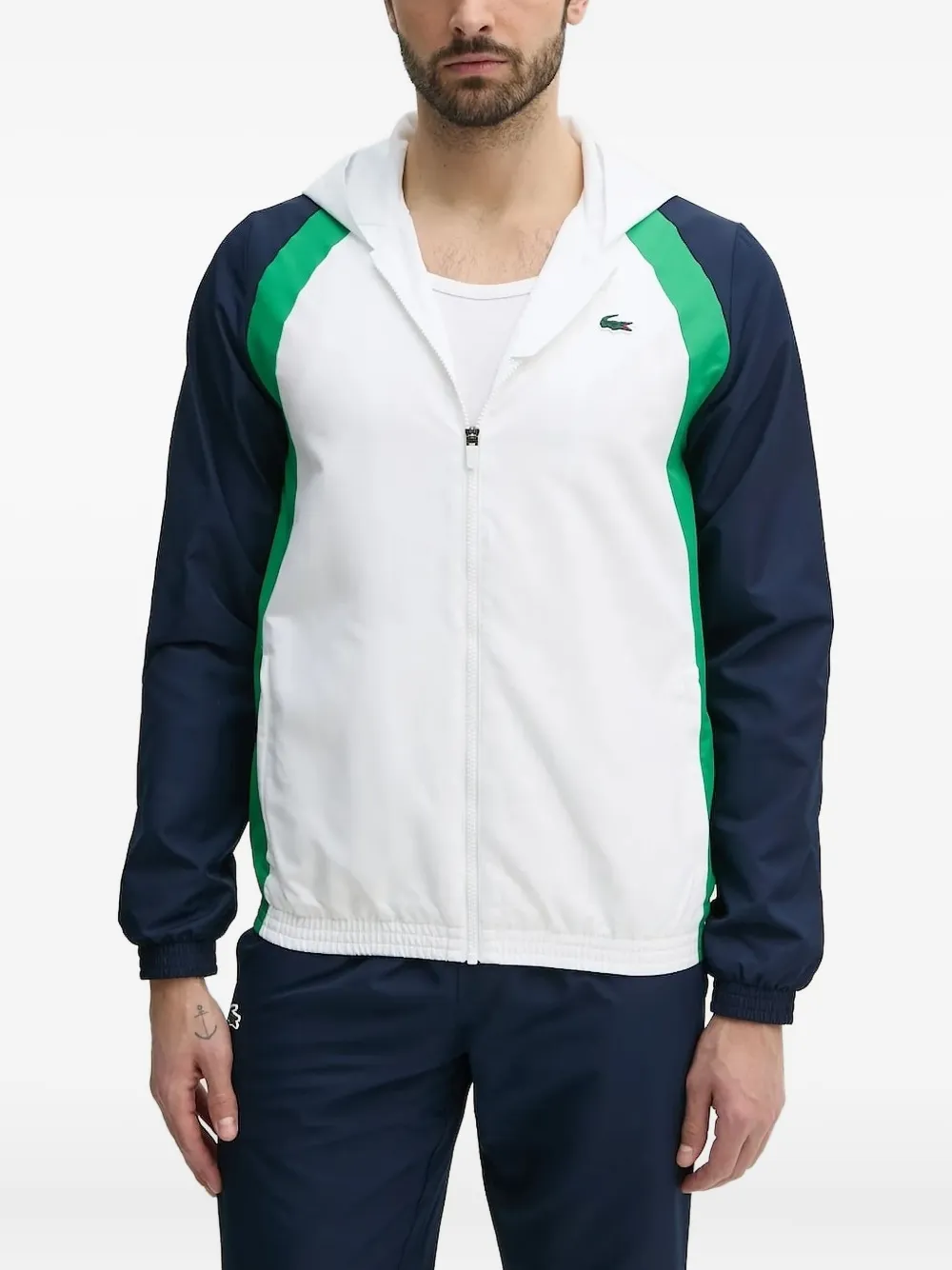 Lacoste colour-block hooded jacket Wit