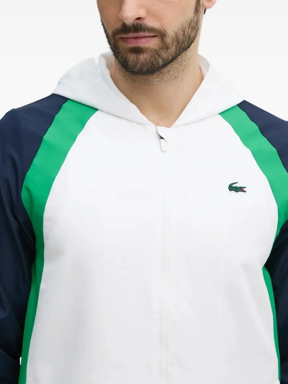 Lacoste colour-block hooded jacket Wit