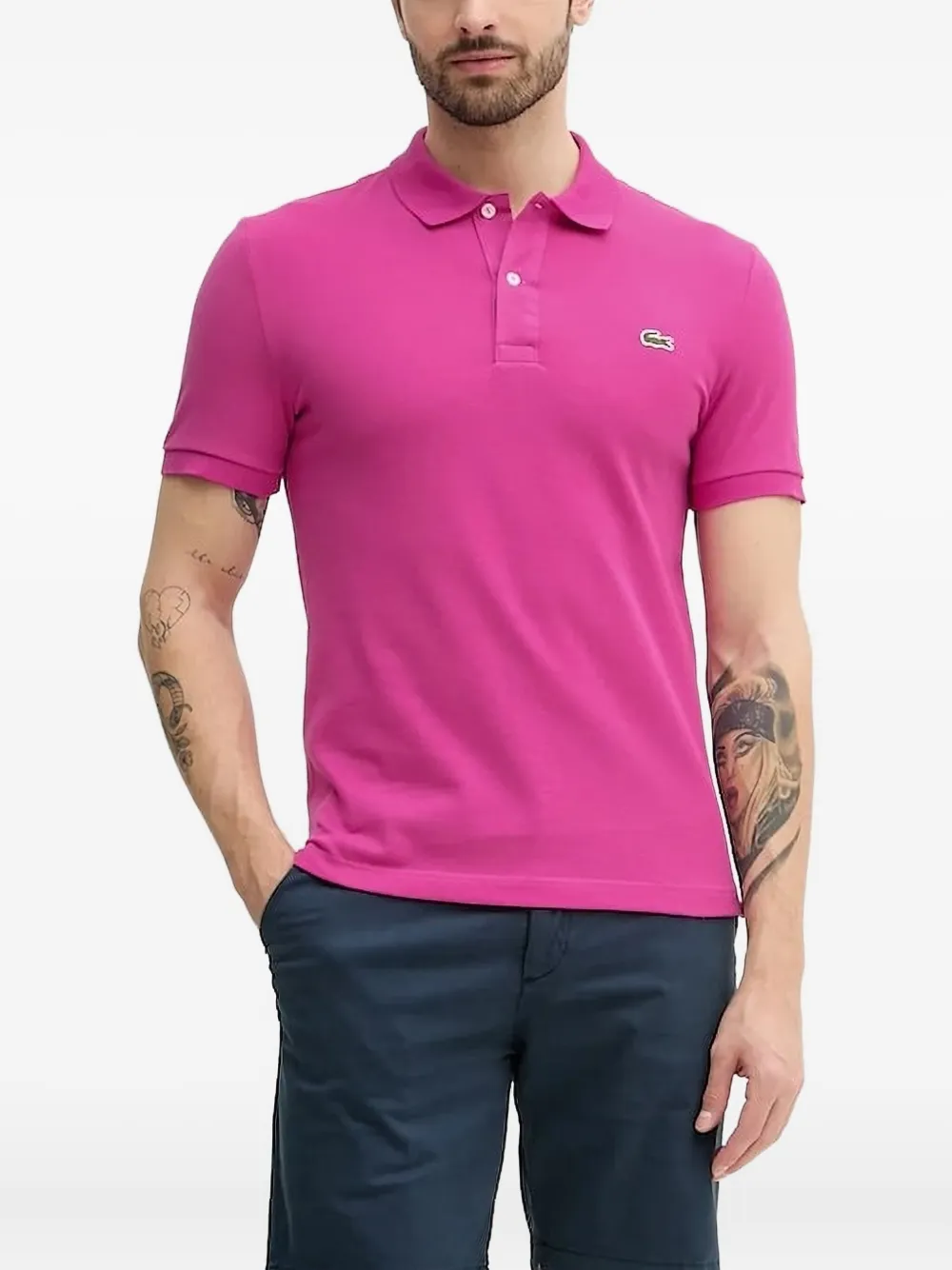 Lacoste Poloshirt met geborduurd logo Roze
