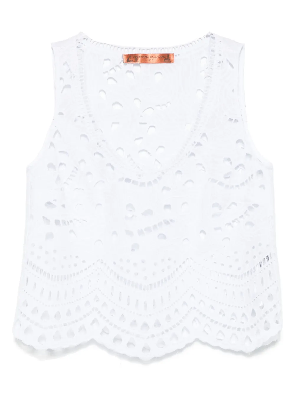 Ermanno Scervino broderie anglaise top Wit