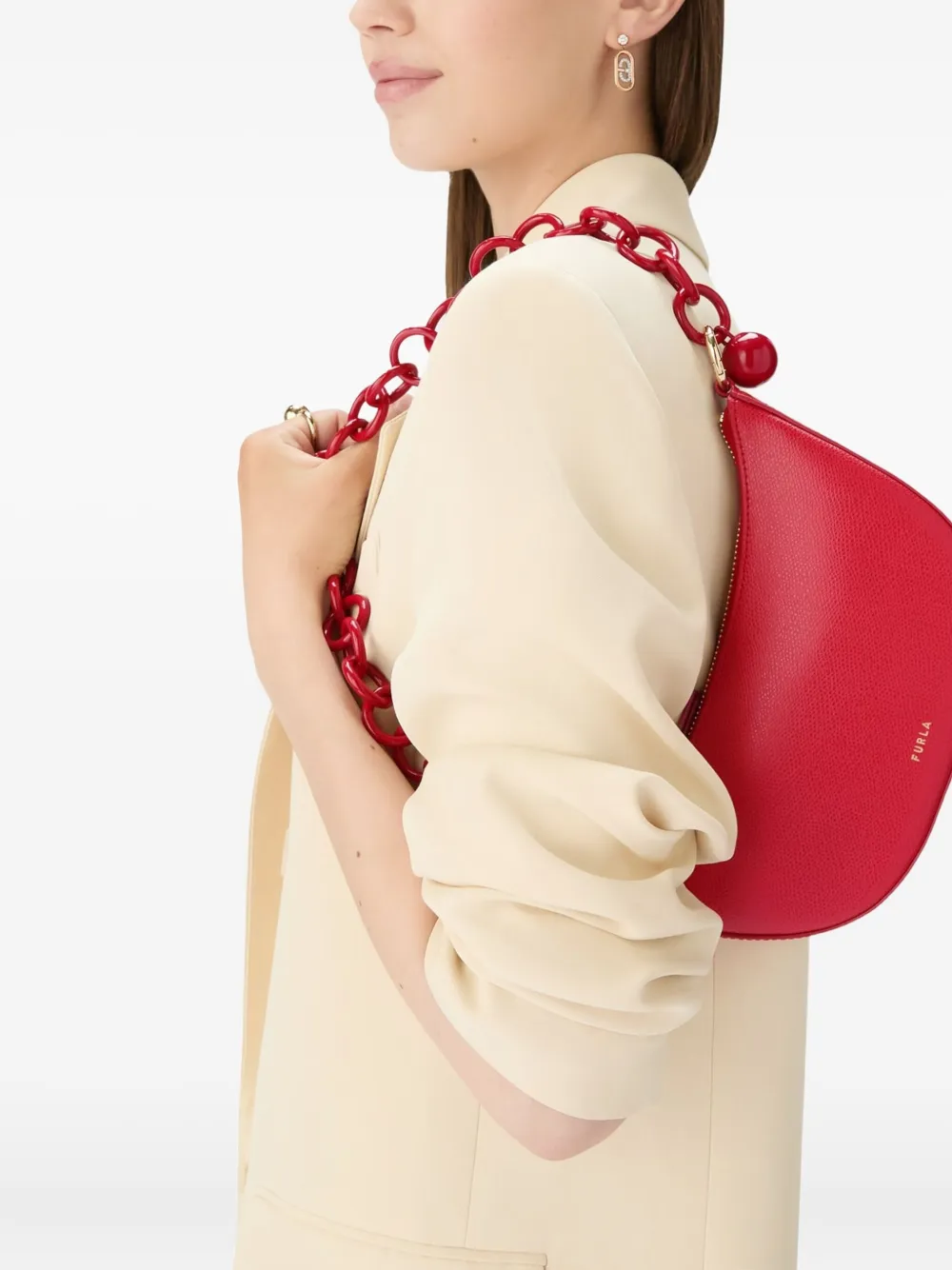 Furla Sfera kleine wassende tas verfraaid met ketting Rood