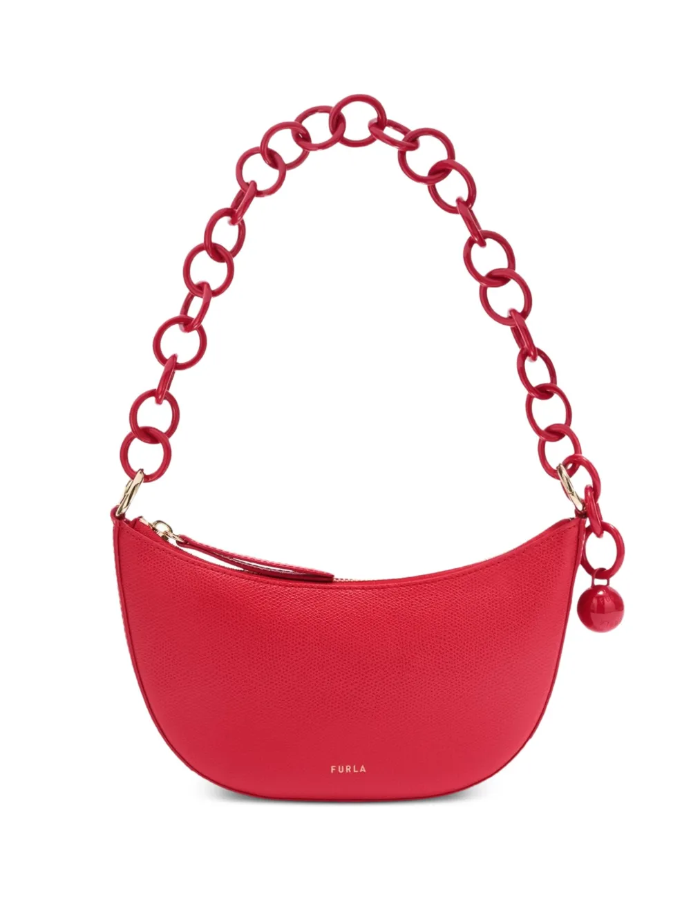 Furla mini Sfera chain-embellished crescent bag - Rosso