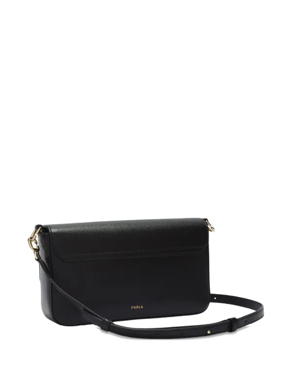 美品✨FURLA ショルダーバッグ　レザー　 ブラック　ゴールド金具 Furla レザーショルダーバッグ | ブラック | FARFETCH JP