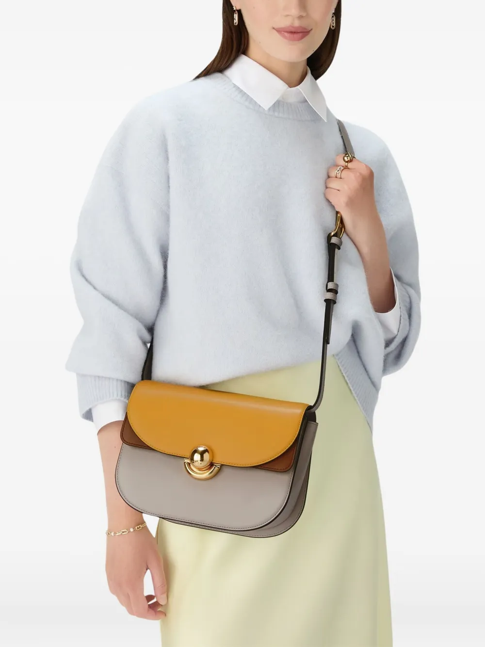 Furla Kleine Sfera halvemaanvormige tweekleurige tas Beige