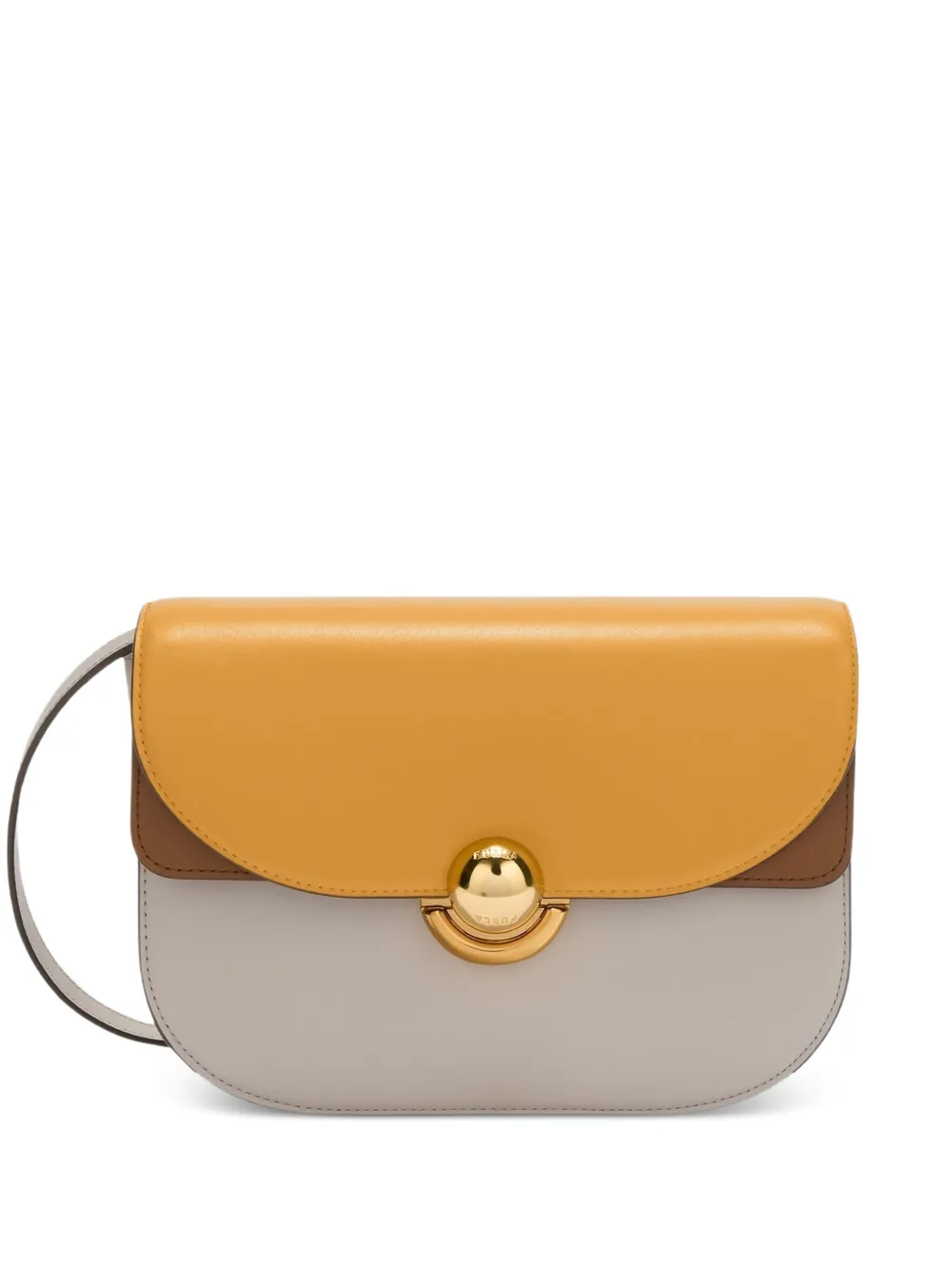 Furla Kleine Sfera halvemaanvormige tweekleurige tas Beige