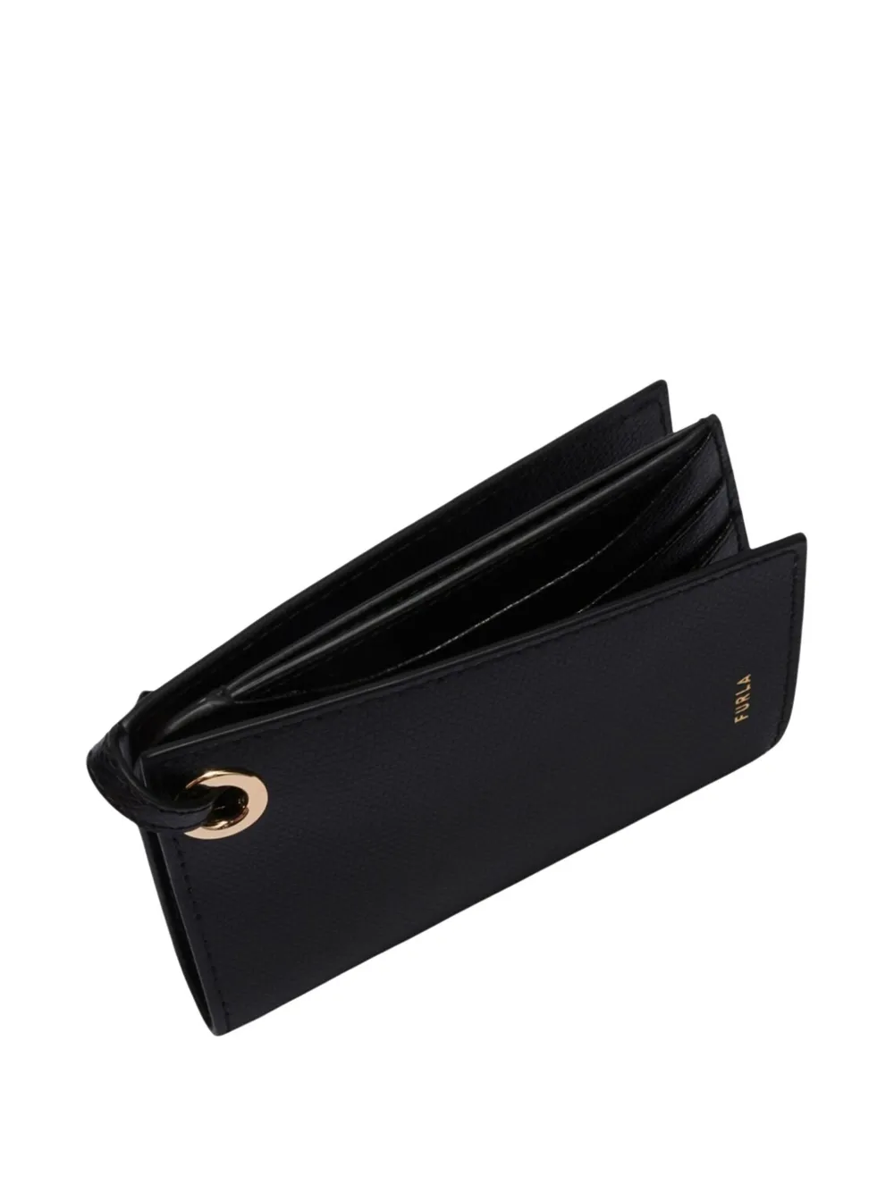 Furla Laura Leather Strap Cardholder In Black