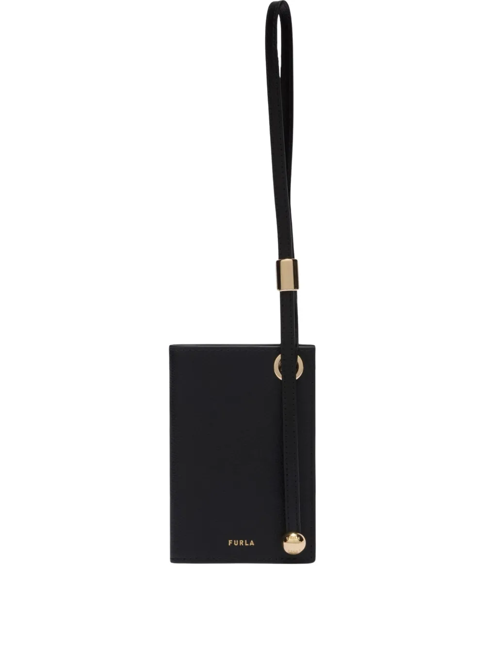 Furla Laura Leather Strap Cardholder In Black