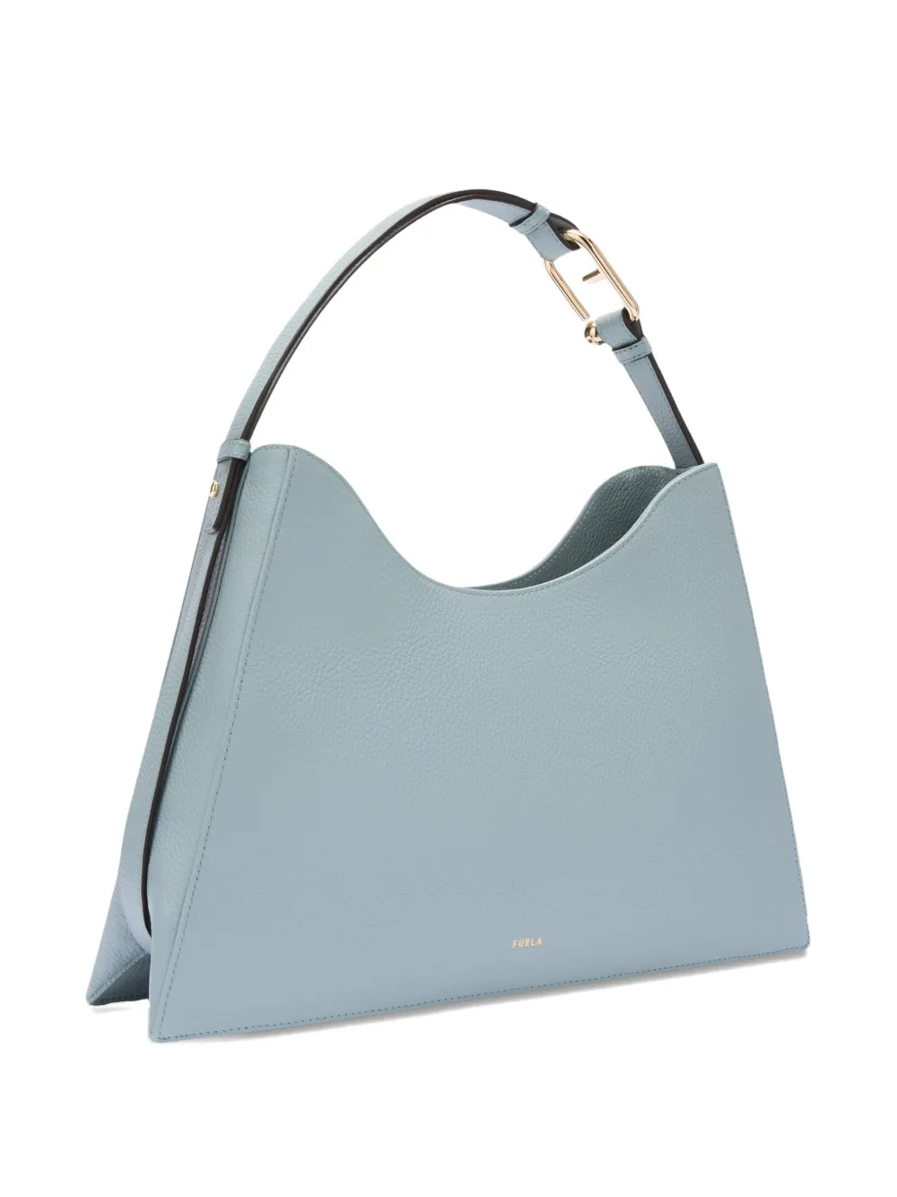 Furla Leren schoudertas met gewelfde handgreep Blauw