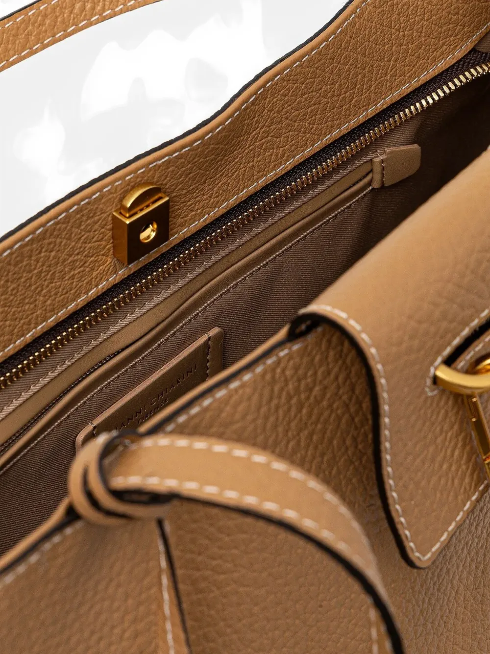 GIANNI CHIARINI Leren shopper Beige