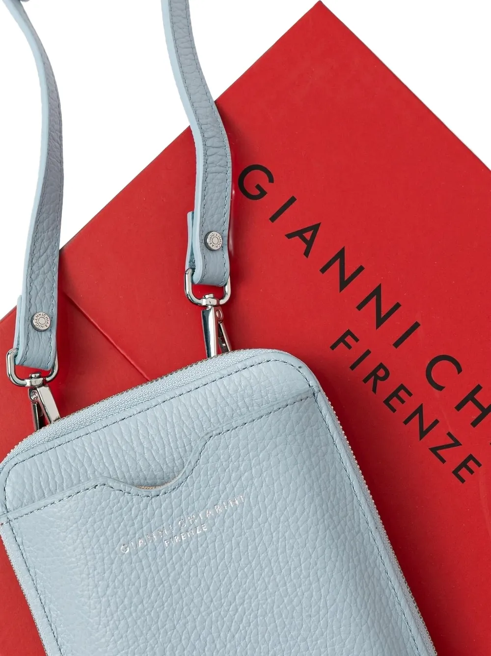 GIANNI CHIARINI Leren telefoonhoes met ritssluiting Blauw