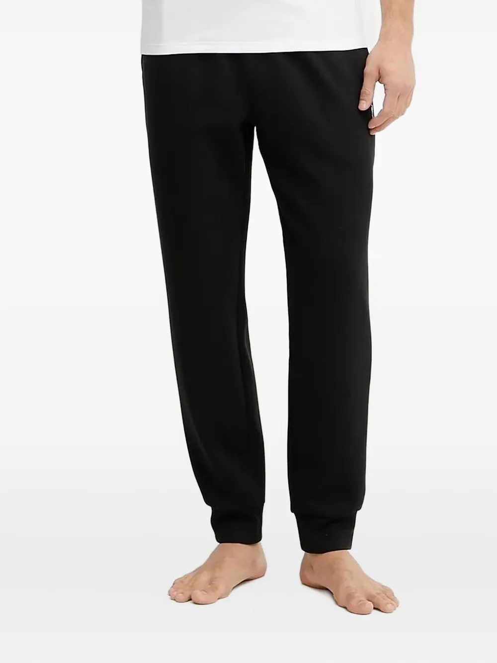 Emporio Armani embroidered-logo cuffed track pants Zwart