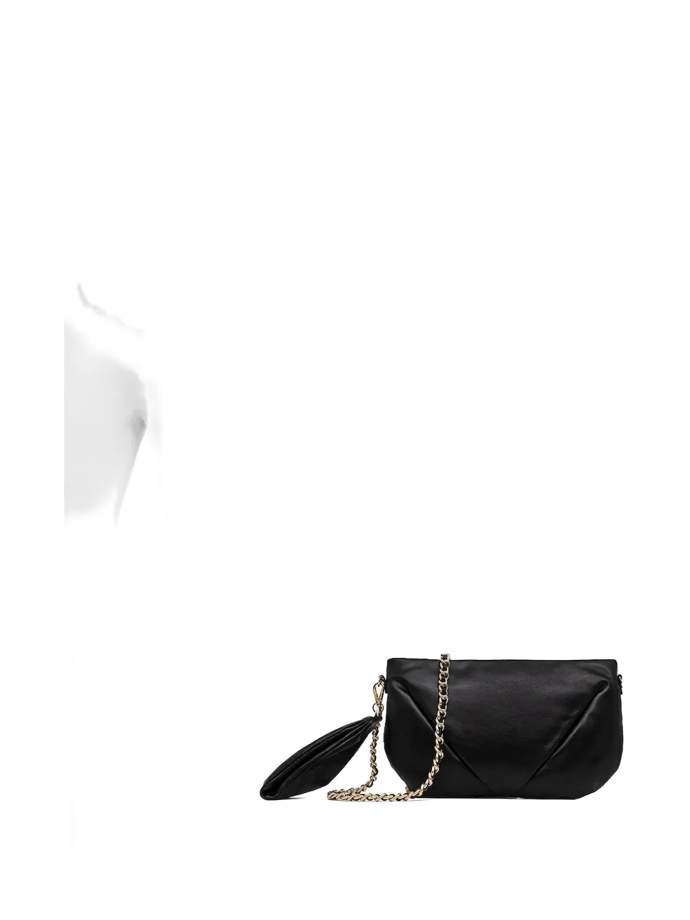 GIANNI CHIARINI Allegra geplooide clutch met kettingband Zwart