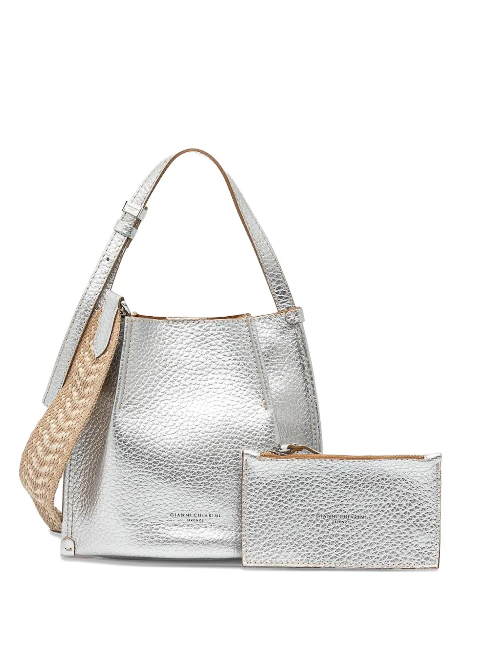 GIANNI CHIARINI Leren schoudertas Zilver