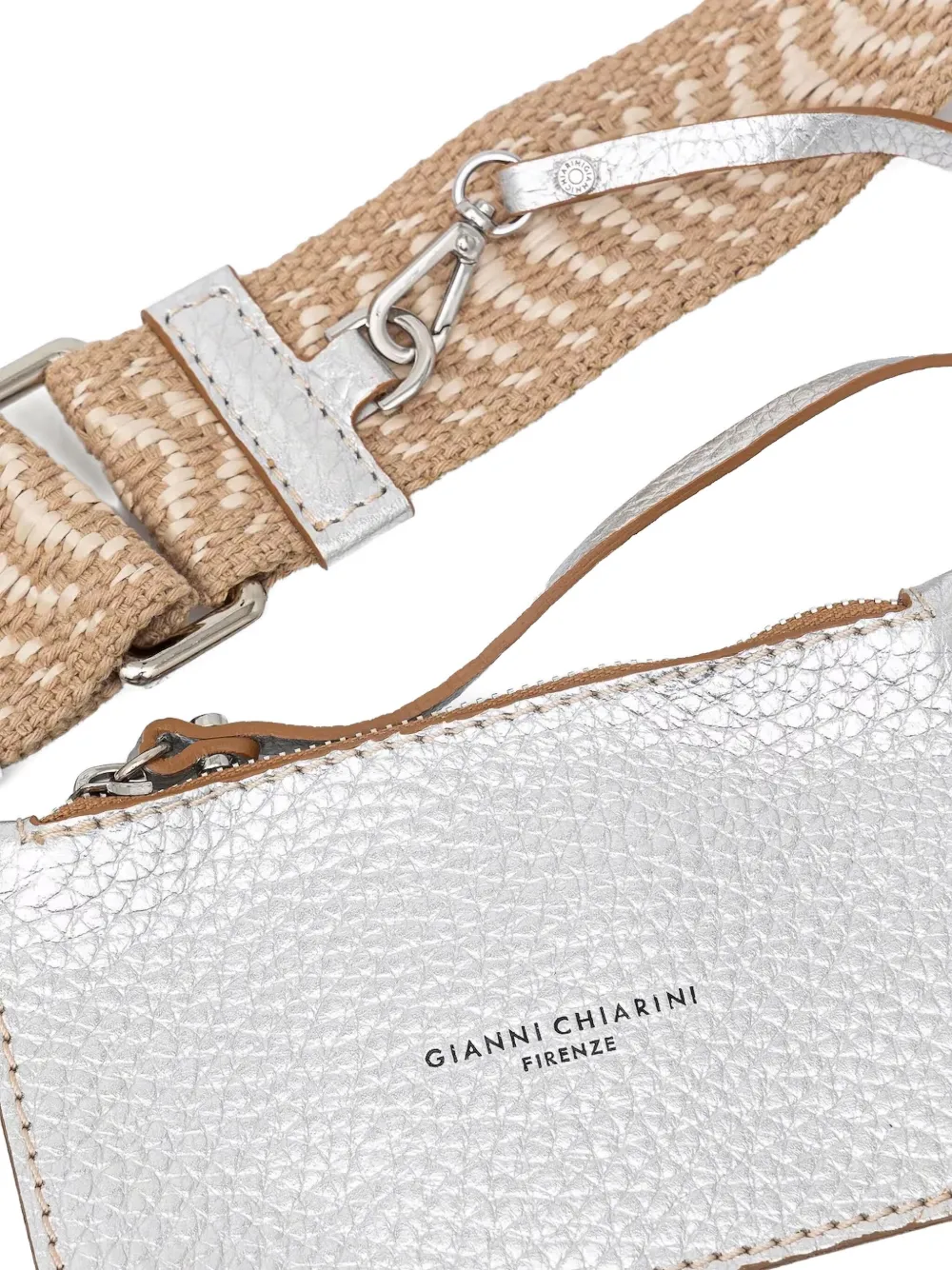 GIANNI CHIARINI Leren schoudertas Zilver