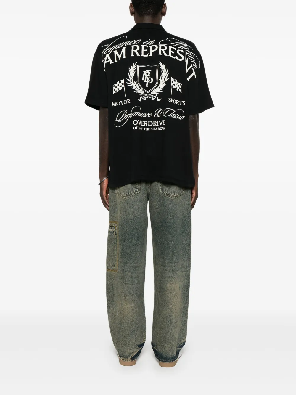 Represent Overhemd met geborduurd logo - Zwart