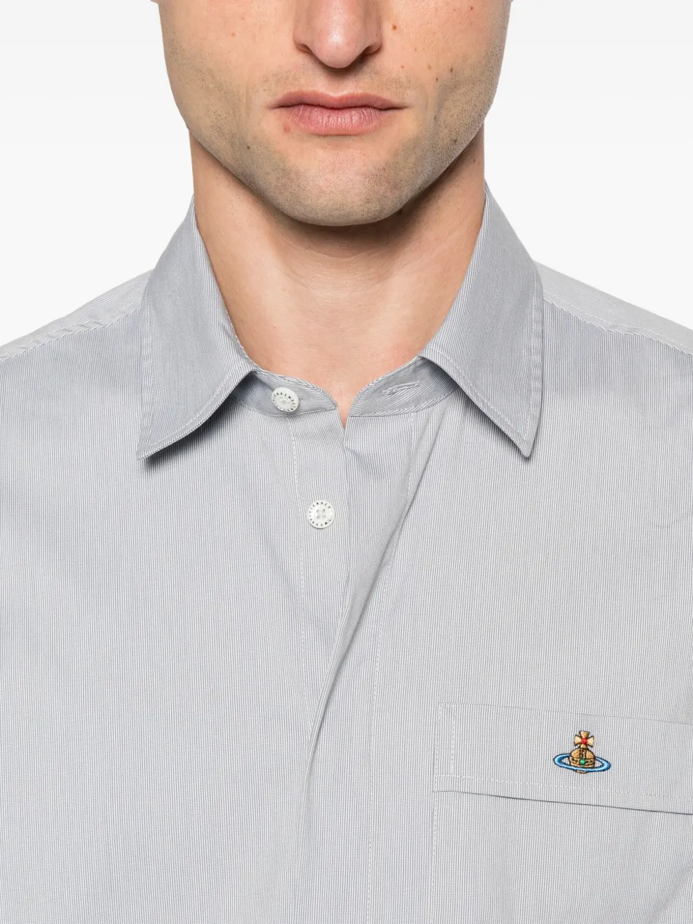 Vivienne Westwood Orb-embroidered short-sleeve shirt Grijs
