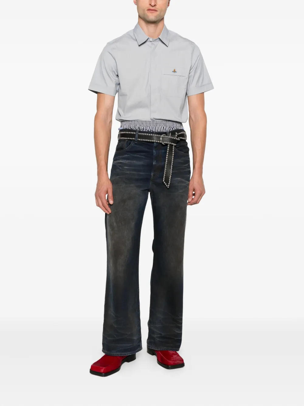 Vivienne Westwood Orb-embroidered short-sleeve shirt Grijs