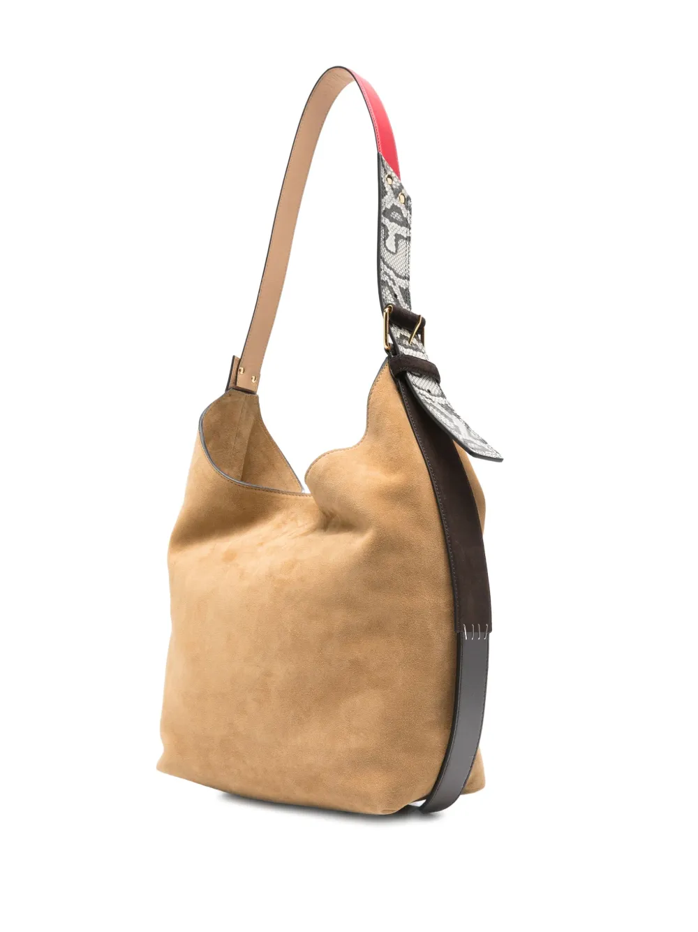 Moschino Suède schoudertas met gespband Beige