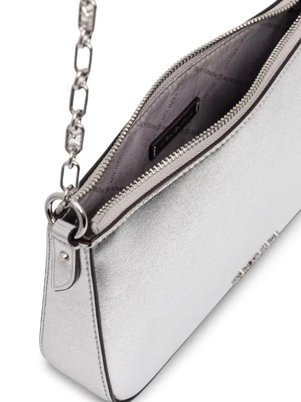 Michael Kors Empire Metallic Leather Shoulder Bag | Silver | FARFETCH