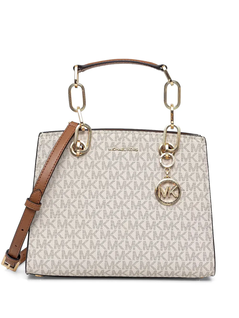Michael Kors Cynthia monogrammed leather shoulder bag Wit