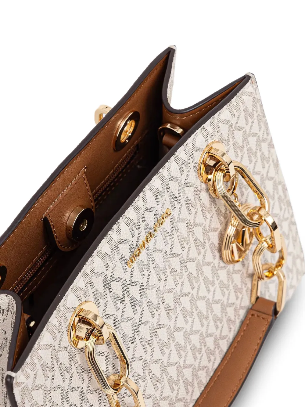 Michael Kors Cynthia monogrammed leather shoulder bag Wit