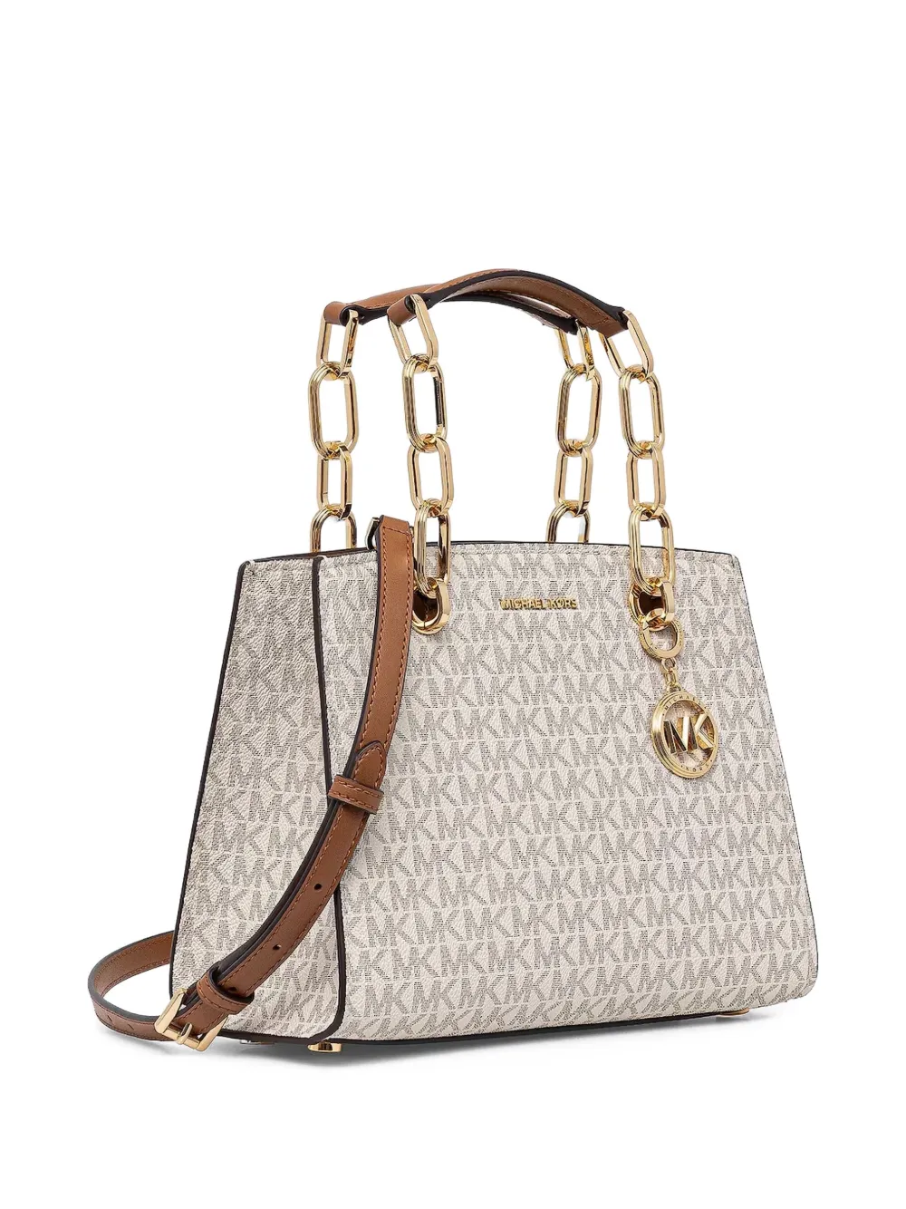Michael Kors Cynthia monogrammed leather shoulder bag Wit
