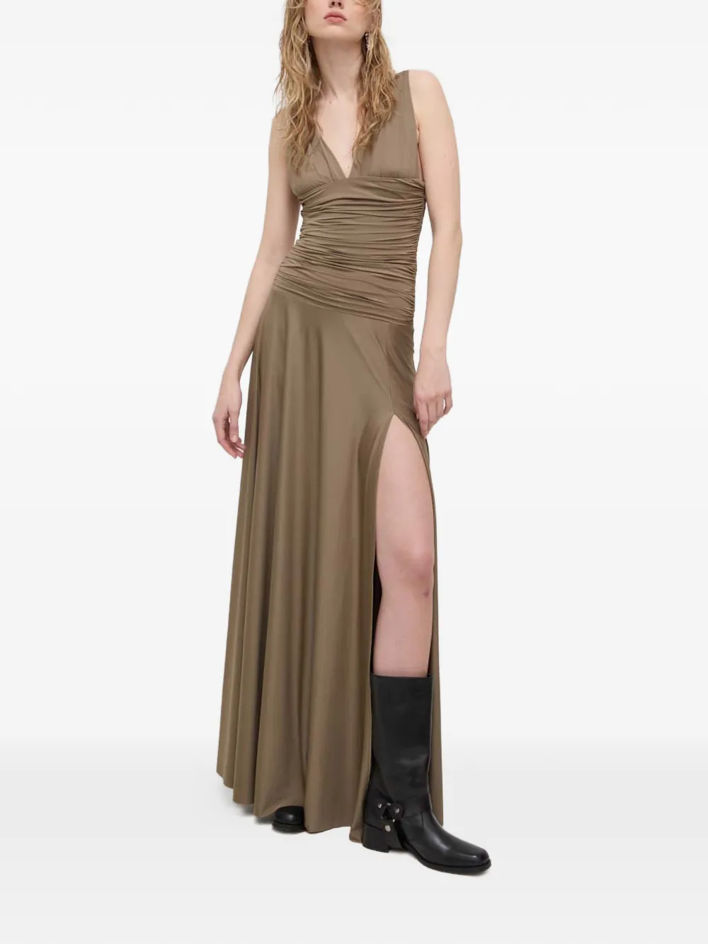 Aniye By V-neck slit maxi dress - Marrone